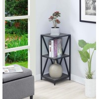 Convenience Concepts Tucson Metal 3 Tier Corner Bookcase, Weathered Gray / Black
