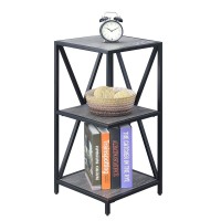 Convenience Concepts Tucson Metal 3 Tier Corner Bookcase, Weathered Gray / Black