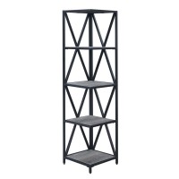 Convenience Concepts Tucson Metal 5 Tier Corner Bookcase, Weathered Gray / Black