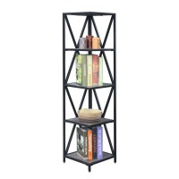 Convenience Concepts Tucson Metal 5 Tier Corner Bookcase, Weathered Gray / Black