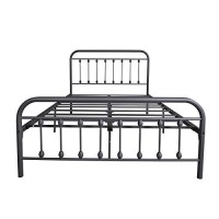 Dumee Metal Queen Bed Frame With Headboard And Footboard Farmhouse Platform Bed Frame Queen Size Under Bed Storage No Box Spring Needed, Textured Black