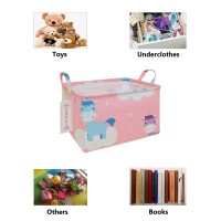 Queenlala Rectangular Laundry Hamper/Foldable Nursery Laundry Basket For Organizing/Storage Bin Baskets/Children Toy Office Bedroom/Toy Bin Closet Shelf Baskets(Rec-Unicorn)