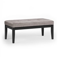 Simplihome Lacey 42 Inch Wide Contemporary Rectangle Tufted Ottoman Bench In Distressed Grey Taupe Vegan Faux Leather, For The Living Room And Bedroom