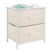Mdesign Small Storage Dresser Endside Table Night Stand With 2 Removable Fabric Drawers - Organizer For Bedroom, Living Room, Closet - Hold Clothes, Linens, Accessories, Jane Collection - Creamwhite