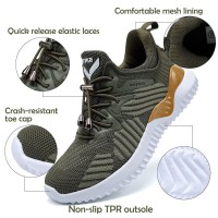 Jmfchi Boys Girls Kids' Sneakers Knitted Mesh Sports Shoes Breathable Lightweight Running Shoes For Kids Fashion Athletic Casual Shoes Olive Green