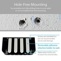 Totalmount Hole-Free Remote Holder - Eliminates Need To Drill Holes In Your Wall (For 3 Or 4 Remotes - Black - Quantity 1)