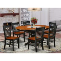 East West Furniture 7Pc Oval 4260 Inch Family Table With 18 In Leaf And 6 Wood Seat Dining Chairs