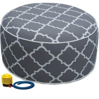 Kozyard Inflatable Stool Ottoman Used For Indoor Or Outdoor, Kids Or Adults, Camping Or Home (Gray Pattern)