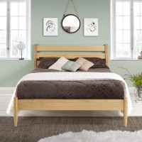 Camaflexi Midcentury Platform Bed Solid Wood No Box Spring Needed, Mattress Support: 12 Slats, 3 Center Supports And 2 Support Legs Scandinavian Oak, Queen