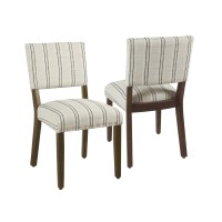 Homepop Home Decor Upholstered Dining Chairs Dining Chairs Set Of 2 With Nailhead Trim Decorative Home Furniture, Black And White Stripes