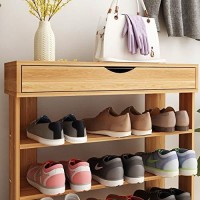 Sogespower 5-Tier Wooden Shoe Rack 295 Inches Shoe Organizer Shoe Storage Shelf Free Standing Shoe Rack, Teak
