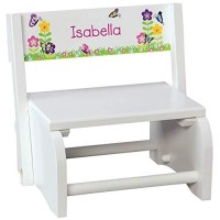 Fox Valley Traders Personalized Children'S White Butterfly & Flower Step Stool