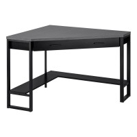 Monarch Specialties Corner Desk With Storage And Shelf Laptop Pc Study Table-Workstation For Home Office, 42 L, Black/Grey