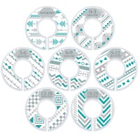 Baby Nest Designs Unisex Baby Hangers And Teal Closet Dividers - Cute Nursery Organizer With 7X Baby Size Dividers (Infant Newborn Clothing To 24 Months) And 20X Velvet Hangers For Baby Clothes