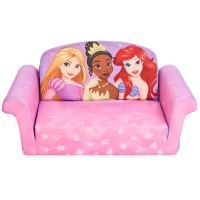 Marshmallow Furniture, Childrens 2-In-1 Flip Open Foam Compressed Sofa, Disney Princesses