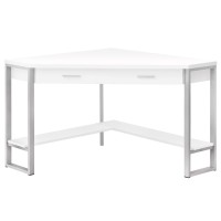Monarch Specialties Corner Desk With Storage And Shelf Laptop Pc Study Table-Workstation For Home Office, 42 L, White