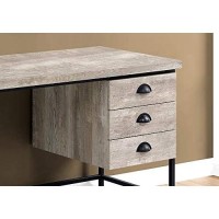 Monarch Specialties Industrial Computer Desk 3 Drawers Metal Frame Rectangular Laptop Study Table, 55 L, Taupe Reclaimed Wood Look