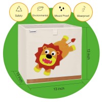 Dodymps Foldable Animal Toy Storage Bins/Cube/Box/Chest/Organizer For Kids & Nursery, 13 Inch (Daring Lion)