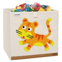 Dodymps Foldable Animal Toy Storage Bins/Cube/Box/Chest/Organizer For Kids & Nursery, 13 Inch (Tiger)