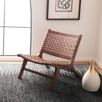 Safavieh Home Luna Cognac And Brown Leather Woven Accent Chair