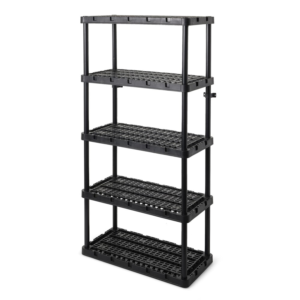 Gracious Living 5 Shelf Knect-A-Shelf Ventilated Heavy Duty Storage Unit 18 X 36 X 72 Organizer System For Home Garage Basement & Laundry Black