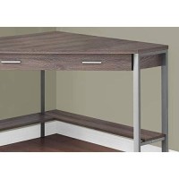 Monarch Specialties Corner Desk With Storage And Shelf Laptop Pc Study Table-Workstation For Home Office, 42 L, Dark Taupe