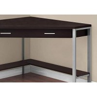 Monarch Specialties Corner Desk With Storage And Shelf Laptop Pc Study Table-Workstation For Home Office, 42 L, Cappuccino
