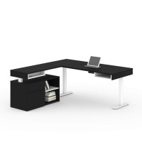 72W L-Shaped Standing Desk With Credenza