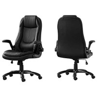 Monarch Specialties Black Leather-Lookhigh Back Executive Office Chair