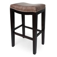 Spring Contemporary Studded Fabric Bar Stool (Set Of 2), Gray, Dark Brown, And Silver