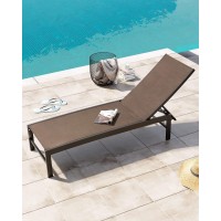 Crestlive Products Aluminum Adjustable Chaise Lounge Chair Outdoor Five-Position Recliner, Curved Design, All Weather For Patio, Beach, Yard, Pool (1Pc Brown)