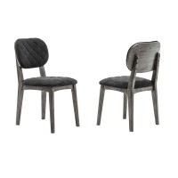 Armen Living Katelyn Modern Upholstered Dining Room Kitchen Chairs - Set Of 2, 19 Height, Midnight