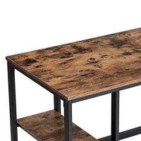 Benjara Wood And Metal Frame Computer Desk With 2 Shelves, Brown And Black