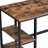 Benjara Wood And Metal Frame Computer Desk With 2 Shelves, Brown And Black