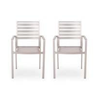 Great Deal Furniture Daisy Outdoor Modern Aluminum Dining Chair (Set Of 2), Silver