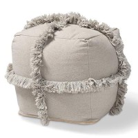 Baxton Studio Alfro Gray Moroccan Inspired Pouf Ottoman