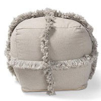 Baxton Studio Alfro Gray Moroccan Inspired Pouf Ottoman