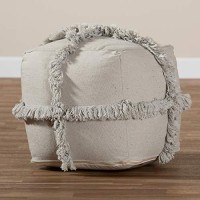 Baxton Studio Alfro Gray Moroccan Inspired Pouf Ottoman