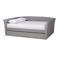 Baxton Studio Delora Queen Size Light Grey Upholstered Daybed With Trundle