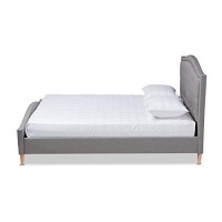 Baxton Studio Felisa Modern And Contemporary Grey Fabric Upholstered And Button Tufted King Size Platform Bed
