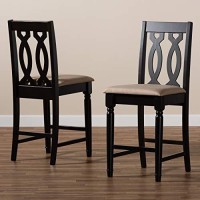 Baxton Studio Darcie Modern And Contemporary Sand Fabric Upholstered Espresso Brown Finished Wood Counter Stool (Set Of 2)