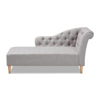 Baxton Studio Emeline Modern And Contemporary Grey Fabric Upholstered Oak Finished Chaise Lounge
