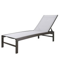 Crestlive Products Aluminum Adjustable Chaise Lounge Chair Outdoor Five-Position Recliner, Curved Design, All Weather For Patio, Beach, Yard, Pool (1Pc Light Gray)