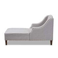 Baxton Studio Leonie Modern And Contemporary Grey Fabric Upholstered Wenge Brown Finished Chaise Lounge