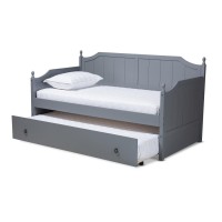 Baxton Studio Millie Cottage Farmhouse Grey Finished Wood Twin Size Daybed With Trundle