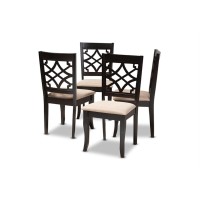 Baxton Studio Mael Modern And Contemporary Sand Fabric Upholstered Espresso Brown Finished Wood Dining Chair (Set Of 4)