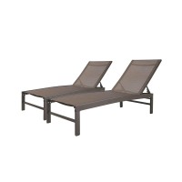 Crestlive Products Aluminum Adjustable Chaise Lounge Chair Outdoor Five-Position Recliner, Curved Design, All Weather For Patio, Beach, Yard, Pool (2Pcs Brown)