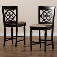 Baxton Studio Arden Modern And Contemporary Sand Fabric Upholstered Espresso Brown Finished Wood Counter Stool (Set Of 2)
