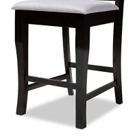 Baxton Studio Nisa Modern And Contemporary Grey Fabric Upholstered Espresso Brown Finished Wood Counter Stool (Set Of 2)