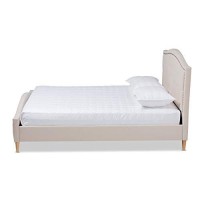 Baxton Studio Felisa Modern And Contemporary Beige Fabric Upholstered And Button Tufted King Size Platform Bed